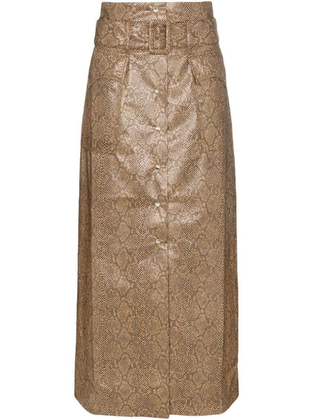 Nanushka Aarohi snakeskin print skirt in brown