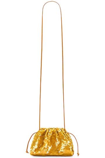 bottega veneta mini pouch crossbody bag in yellow in gold