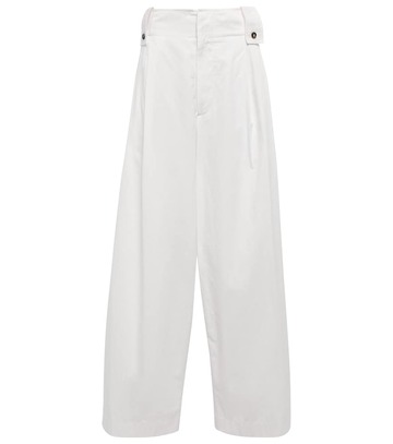 bottega veneta high-rise wide-leg poplin pants in white