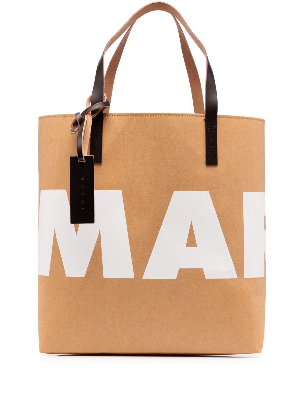 Marni logo-print tote bag - Brown
