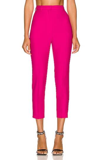 alexander mcqueen high waisted pants in fuchsia in pink