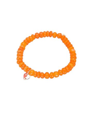 sydney evan small yin yang heart charm on opal smooth bracelet in orange