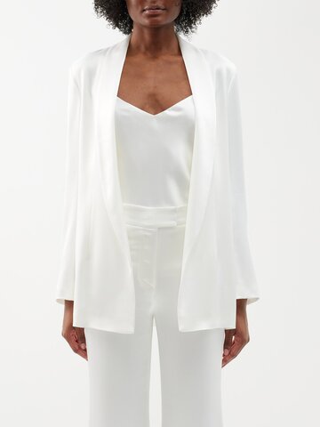 galvan - julianne open-front satin suit jacket - womens - white
