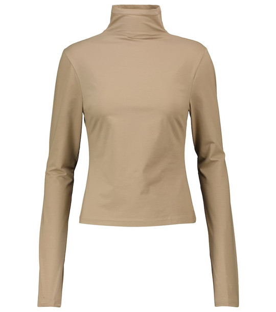 Lemaire Stretch-cotton turtleneck top in beige