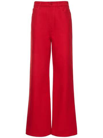 RAF SIMONS Cotton Denim Mid Rise Straight Jeans in red