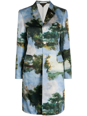 Comme Des Garçons graphic print single-breasted coat in blue