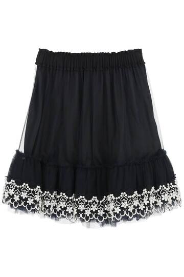 Simone Rocha Tulle Skirt With Pearl Embroidery in black