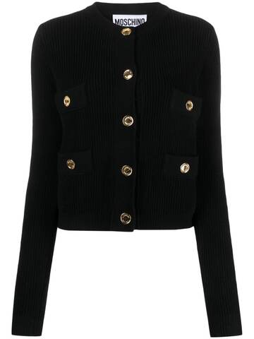 moschino ribbed-knit virgin wool cardigan - black