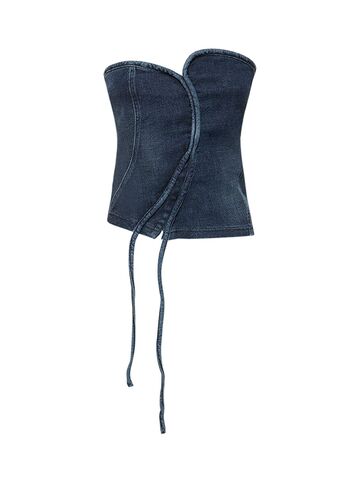 ottolinger tech blend denim corset top in blue