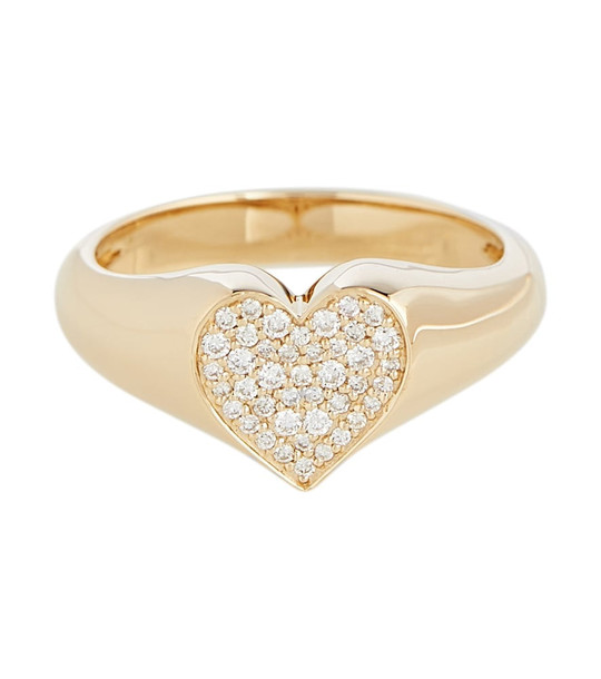 Sydney Evan 14kt gold heart ring with diamonds