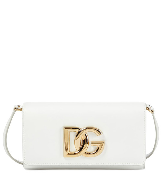Dolce & Gabbana 3.5 logo leather clutch in white