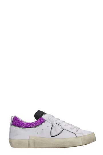 Philippe Model Prsx Sneakers In White Leather in violet