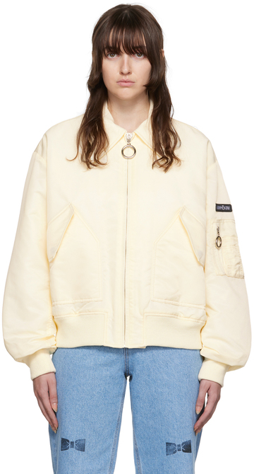 KIMHĒKIM Off-White Insulated Bomber Jacket in ivory