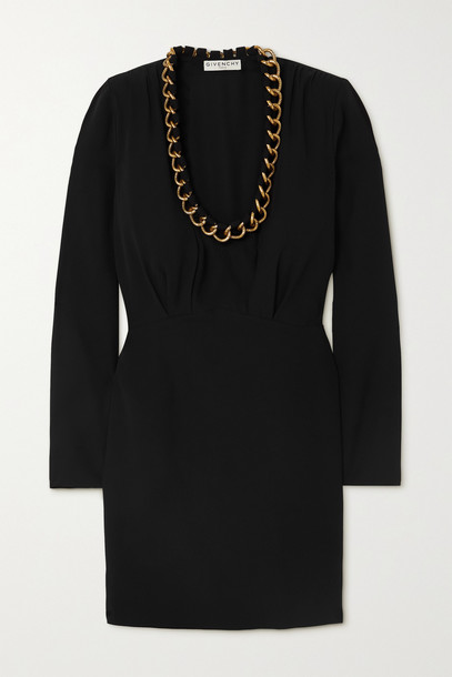 GIVENCHY - Chain-embellished Crepe Mini Dress - Black