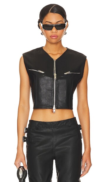 by.dyln malcom faux leather vest in black