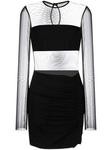 federica tosi long-sleeve sheer minidress - black