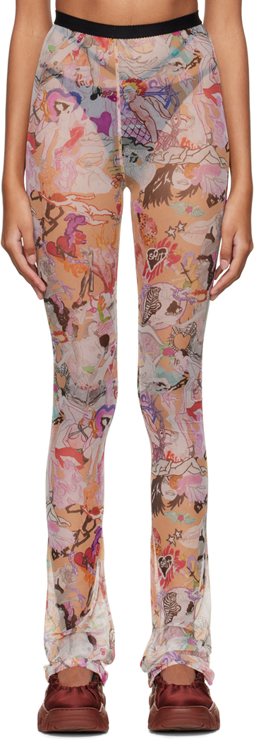 marco rambaldi multicolor second skin trousers in pink