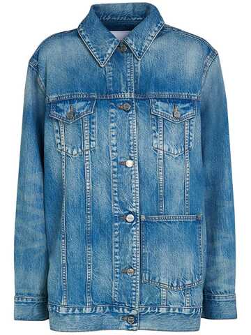 ganni oversized cotton denim jacket in blue