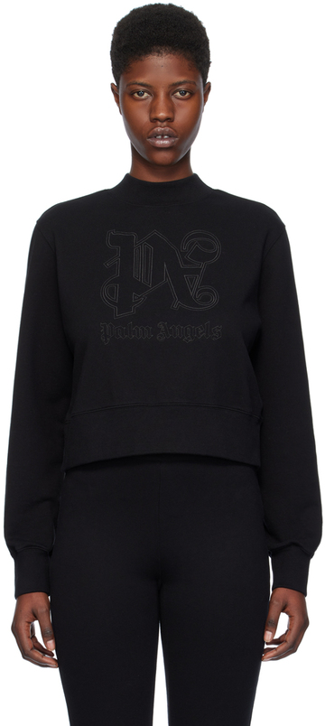 palm angels black monogram statement sweatshirt