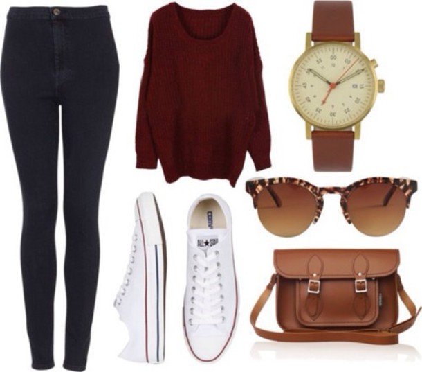sweater burgundy burgundy knitted sweater oversized sweater winter sweater cozy jeans sunglasses jewels shoes back to school burgundy fall outfits bag cardigan wine cardigan red cardigan burgundy sweater jumper red watch brown outfit outfit idea tumblr outfit