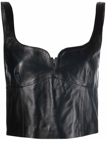 manokhi cropped leather vest - black