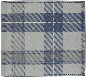 thom browne gray tartan wallet in grey