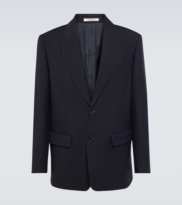 valentino single-breasted wool and silk blazer in blue