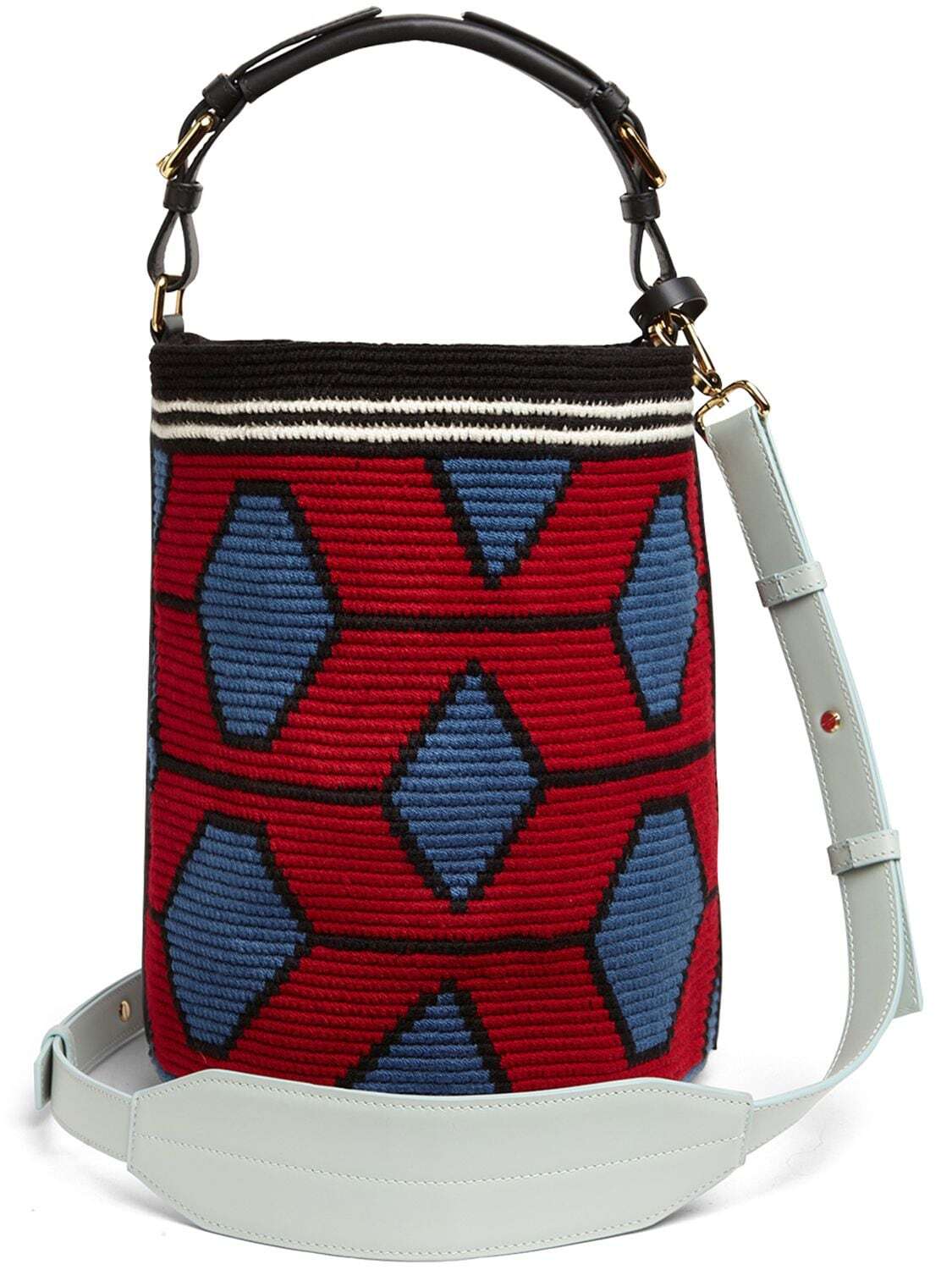 COLVILLE Wayuu Hexagon Midi Cotton Bag in black / red