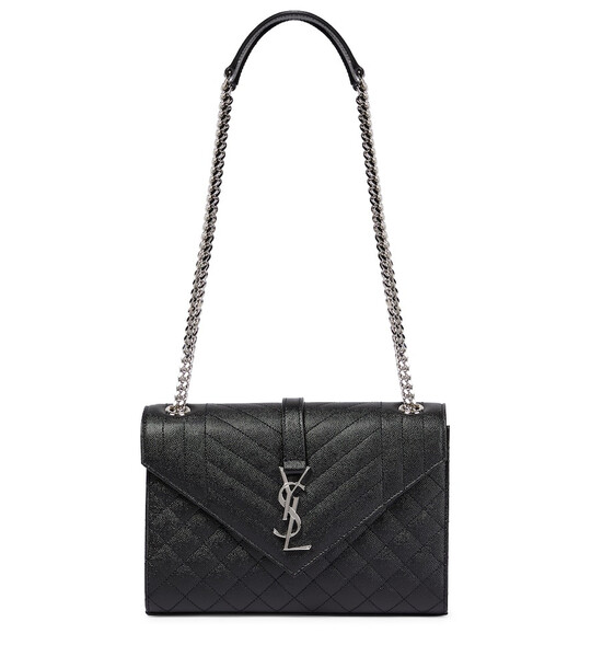 Saint Laurent Envelope Medium leather shoulder bag in black
