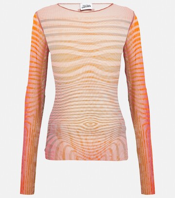 jean paul gaultier morphing stripes mesh top in orange