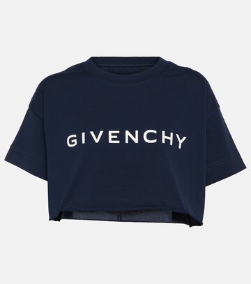 Givenchy Logo cropped cotton jersey T-shirt in blue