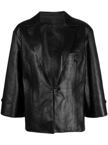 drome crop-sleeves leather jacket - black