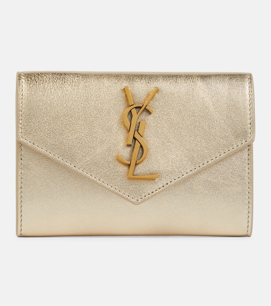 Saint Laurent Monogram Small leather wallet in gold