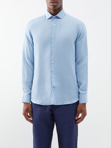 frescobol carioca - antonio linen shirt - mens - light blue