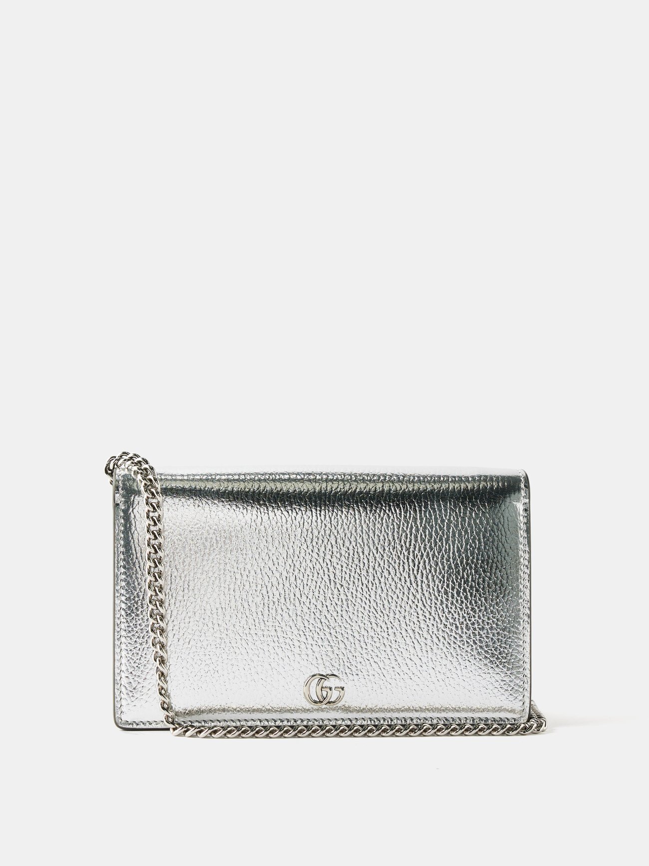Gucci - GG Marmont Mini Metallic-leather Cross-body Bag - Womens - Silver