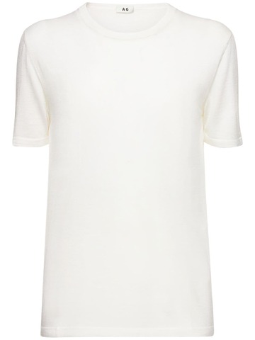 AG Bianca Wool & Silk T-shirt in white