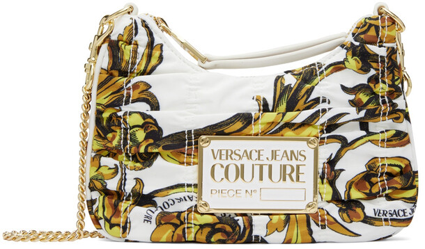 Versace Jeans Couture White Nylon Crunchy Baroque Plaque Bag
