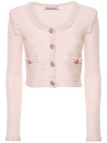 SELF-PORTRAIT Crop Knit Cardigan in pink