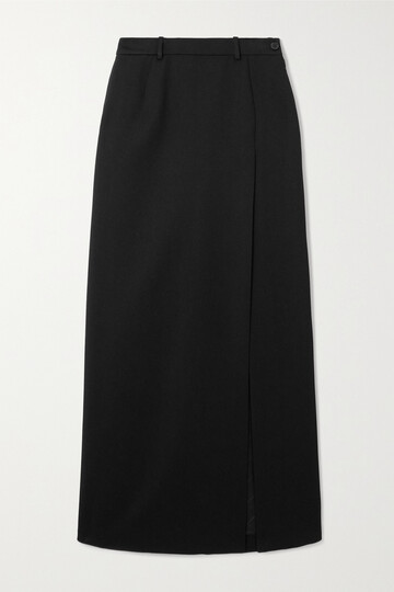 balenciaga - wrap-effect wool-gabardine maxi skirt - black
