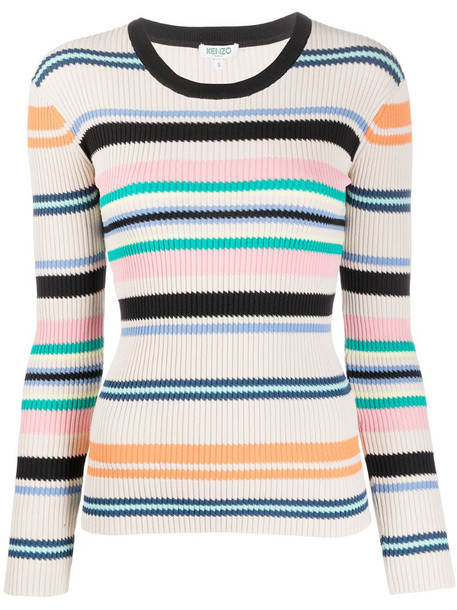 Kenzo striped ribbed knit jumper in neutrals