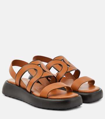 tod's catena leather sandals in brown