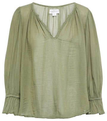 Velvet Dita cotton gauze blouse in green