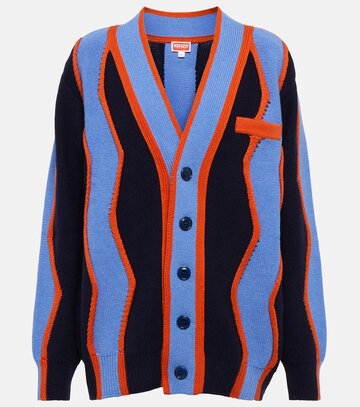 Kenzo Striped wool and cotton cardigan in blue
