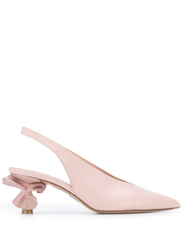 le silla rouched heel slingback pumps in pink