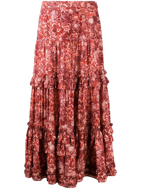 Ulla Johnson floral print maxi skirt in red