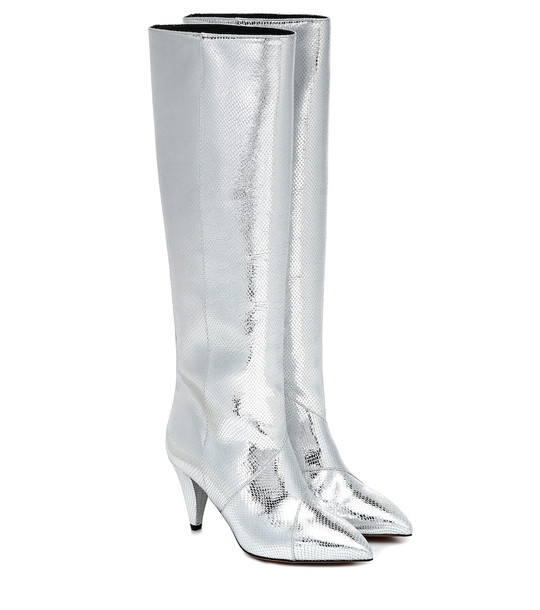 Isabel Marant Laomi leather knee-high boots in silver