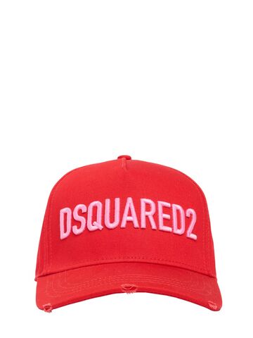 dsquared2 technicolor baseball cap in pink / red