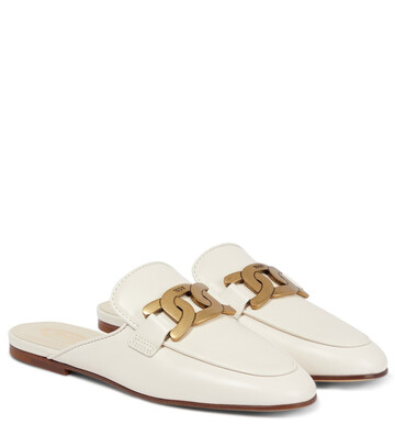 tod's catena chain-link leather slippers in neutrals