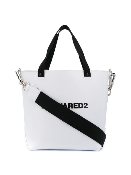 Dsquared2 logo print bucket bag in white