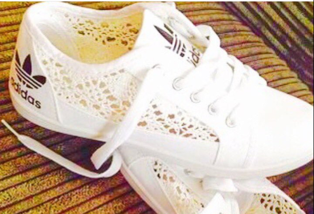 THESE ADIDAS WHITE LACE SHOES!!!!